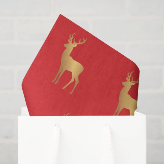 Papel De Seda Navidades rojos mínimos Navidad patrón de alce dor (Bolsa de regalo)