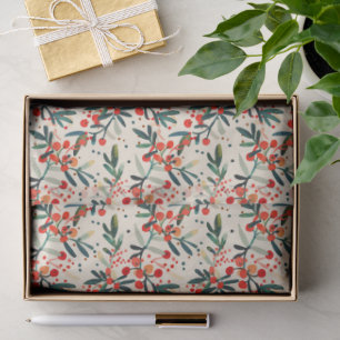 Papel De Seda Navidades rojos modernos Holly Berries