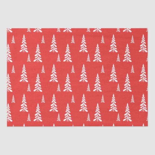 Papel De Seda Navidades rojos simples Navidad pino patrón de nie (Anverso)