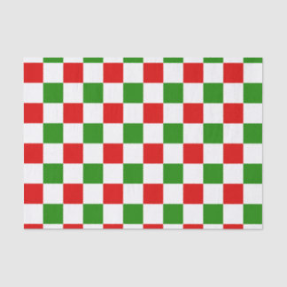 Papel De Seda Navidades rojos y verdes de tablero de ajedrez ret