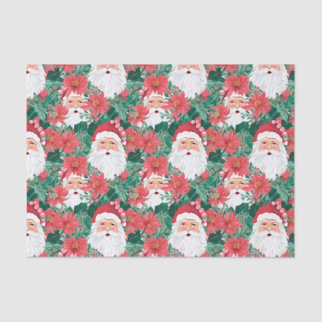 Papel De Seda Navidades Rojos y Verdes Preppy Santa (Anverso)