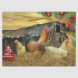 Papel De Seda Navidades Rooster Hen Barn Coop Farm