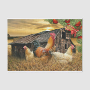 Papel De Seda Navidades Rooster Hen Barn Coop Farm