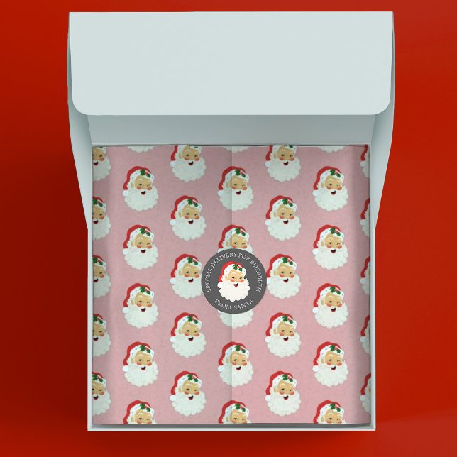 Papel De Seda Navidades rosados banales Santa Claus envolviendo  (Cute pink vintage Santa Claus tissue paper. So fun for Christmas gift wrap packaging.)
