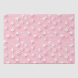 Papel De Seda Navidades rosados copos de nieve