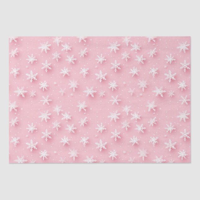Papel De Seda Navidades rosados copos de nieve (Anverso)