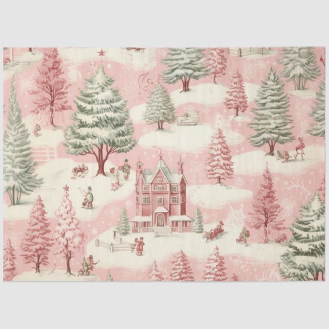 Papel De Seda Navidades rosados de época (Anverso)