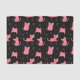 Papel De Seda Navidades rosados gatos en negro