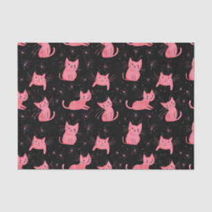 Papel De Seda Navidades rosados gatos en negro