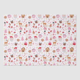 Papel De Seda Navidades rosados Santa Claus Reindeer Wonderland