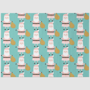 Papel De Seda Navidades rosados Santa Whimsical Patrón Verde azu