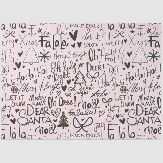 Papel De Seda Navidades rosados y negros modernos (Anverso)
