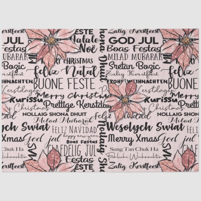 Papel De Seda Navidades rosados y negros modernos y festivos (Anverso)