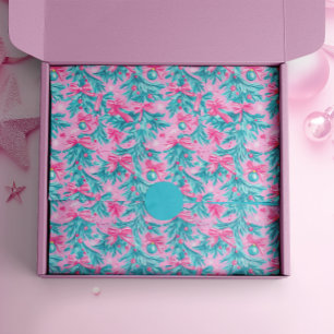 Papel De Seda Navidades rosas y de menta Boughes y ornamentos