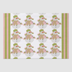 Papel De Seda Navidades rosas y verdes Snowman