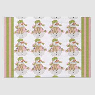 Papel De Seda Navidades rosas y verdes Snowman