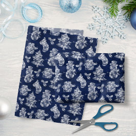 Papel De Seda Navidades rusos Snowman Blue Wood