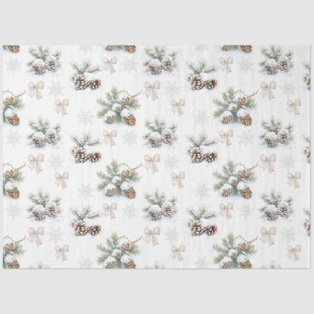 Papel De Seda Navidades rústicos de época Conos de pino (Anverso)