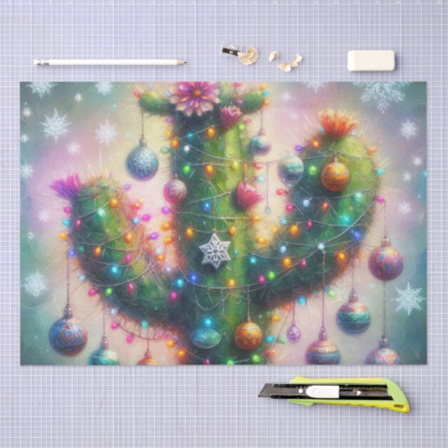 Papel De Seda Navidades Saguaro Cactus Whimsical Decoupage (Artesanía)