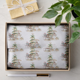 Papel De Seda Navidades Sandy Snowmen Reuniendo Patrón