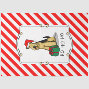 Papel De Seda Navidades Santa Airedale Terrier HO HO Cute