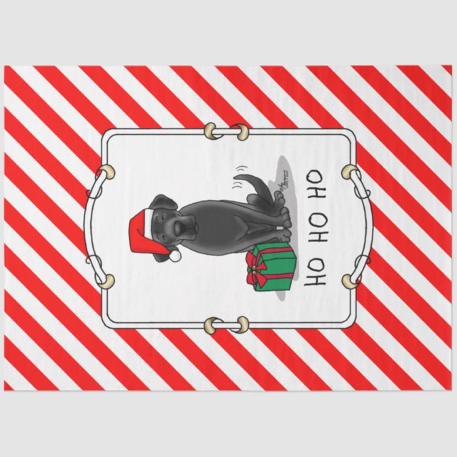Papel De Seda Navidades Santa Black Labrador Retriever Cute (Anverso)