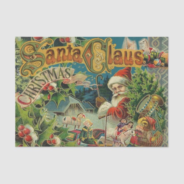 Papel De Seda Navidades Santa Claus Arte Antiguo (Anverso)