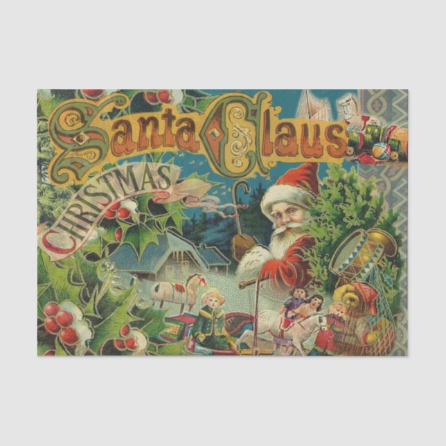 Papel De Seda Navidades Santa Claus Arte Antiguo (Anverso)