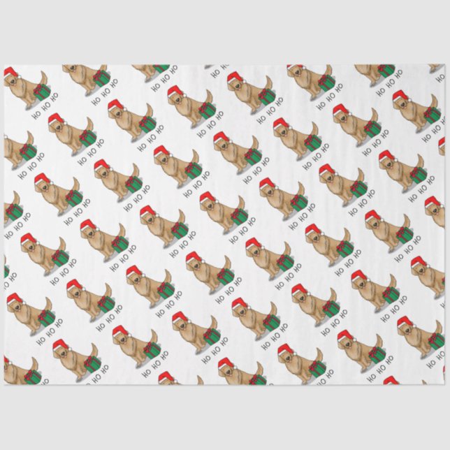 Papel De Seda Navidades Santa Claus Golden Retriever Dog Cute (Anverso)