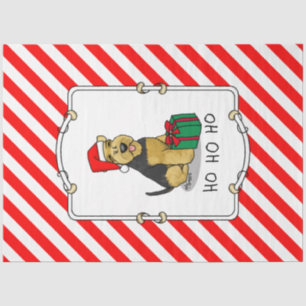 Papel De Seda Navidades Santa Claus Gorra Welsh Terrier Dog Cute