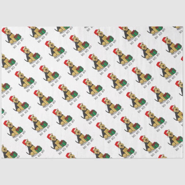 Papel De Seda Navidades Santa Claus Gorra Welsh Terrier Dog Cute (Anverso)