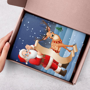 Papel De Seda Navidades Santa Claus Reindeer Cute Winter