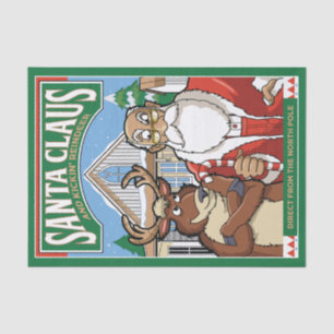 Papel De Seda Navidades Santa Claus y Kickin' Reindeer Nevando