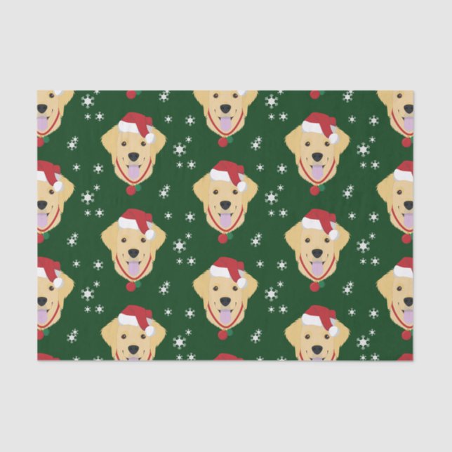 Papel De Seda Navidades Santa Golden Retriever Dog (Anverso)