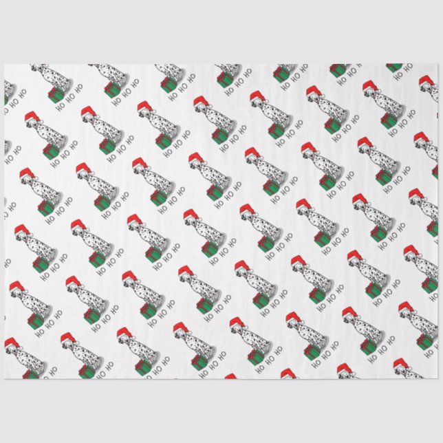 Papel De Seda Navidades Santa Hat Dalmatian Dog (negro 1) Cute (Anverso)