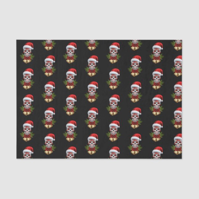 Papel De Seda Navidades Santa Hat Day Of The Dead Sugar Skull (Anverso)