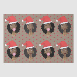 Papel De Seda Navidades Santa Hat, mujer negra, goma, puntos roj