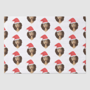 Papel De Seda Navidades Santa Hat, mujer negra, pelo natural