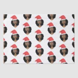 Papel De Seda Navidades Santa Hat, mujer negra, pelo natural