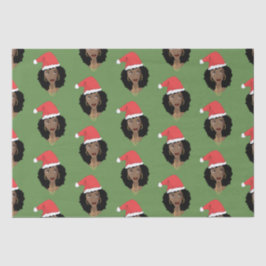 Papel De Seda Navidades Santa Hat, mujer negra, verde