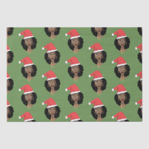 Papel De Seda Navidades Santa Hat, mujer negra, verde