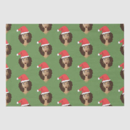 Papel De Seda Navidades Santa Hat, mujer negra, verde