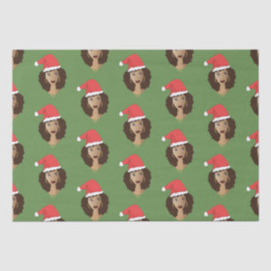 Papel De Seda Navidades Santa Hat, mujer negra, verde
