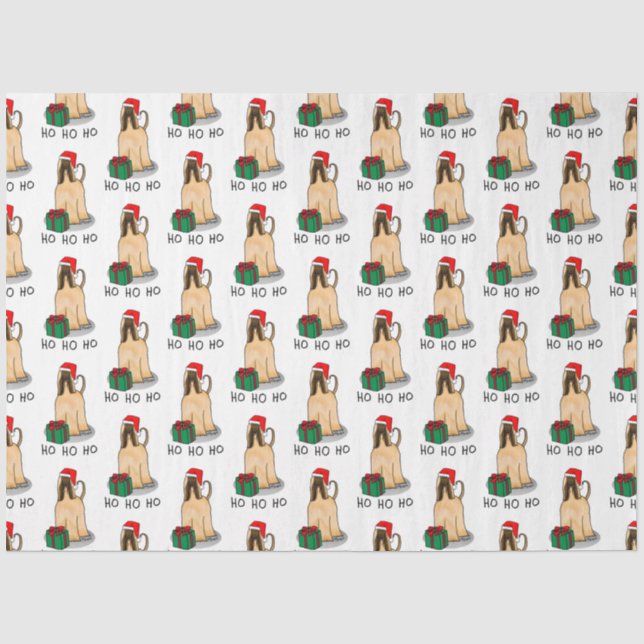 Papel De Seda Navidades Santa Hat Perro perro hebilla afgana (Anverso)