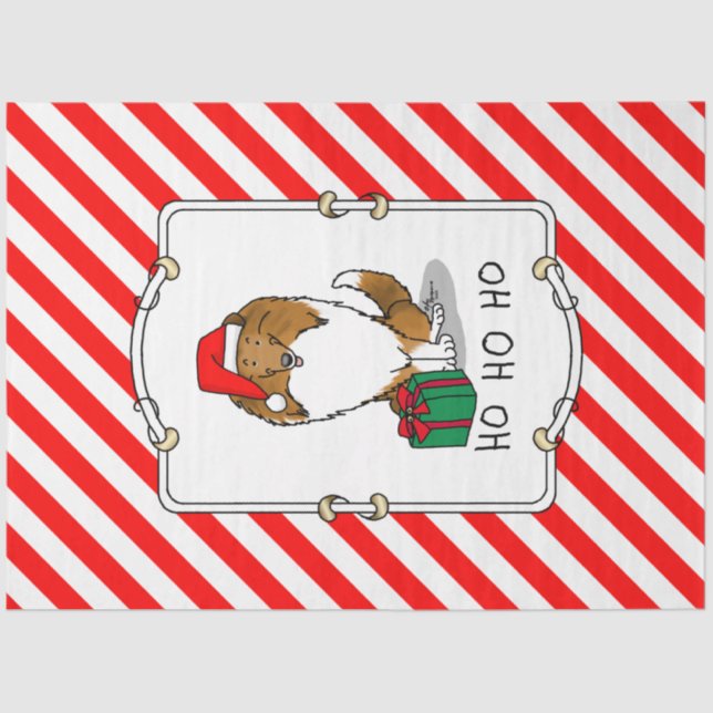 Papel De Seda Navidades Santa Hat Shetland Sheepdog (estable) Cu (Anverso)