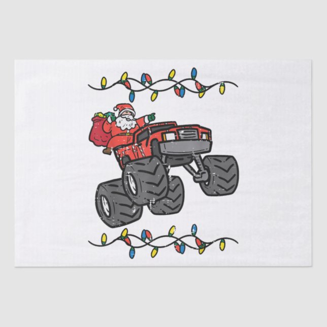 Papel De Seda Navidades Santa Monster Camión Niños Niños Toddler (Anverso)