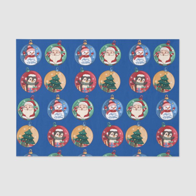 Papel De Seda Navidades Santa, Snowman, renos (Anverso)