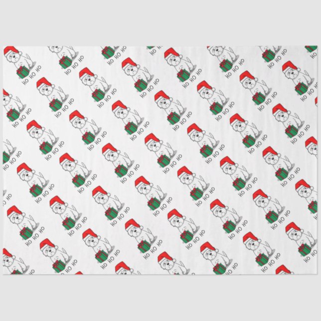 Papel De Seda Navidades Santa West Highland White Terrier Westie (Anverso)