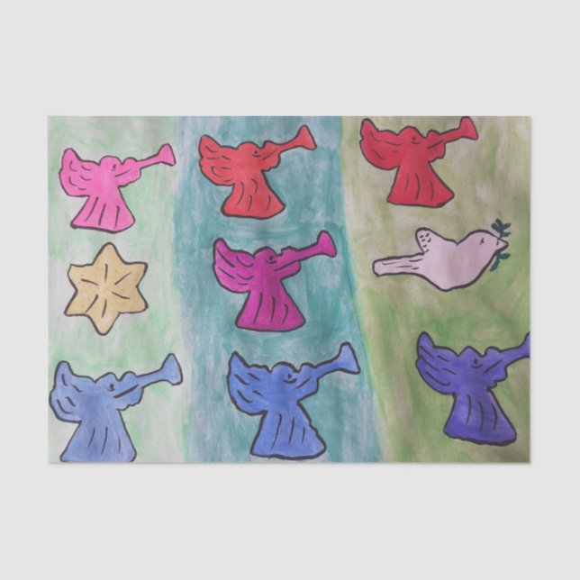 Papel De Seda Navidades se enfurecen con trompetas (Anverso)