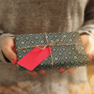 Papel De Seda Navidades Sencillo patrón de copo de nieve Verde G